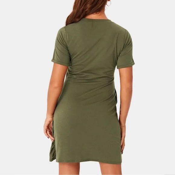 Halara Everyday Tie Knot Ruched Mini Chill Dress-Belle - Picture 2 of 5